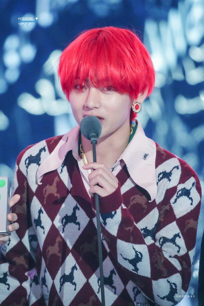 kim Taehyung in red hair : a thread