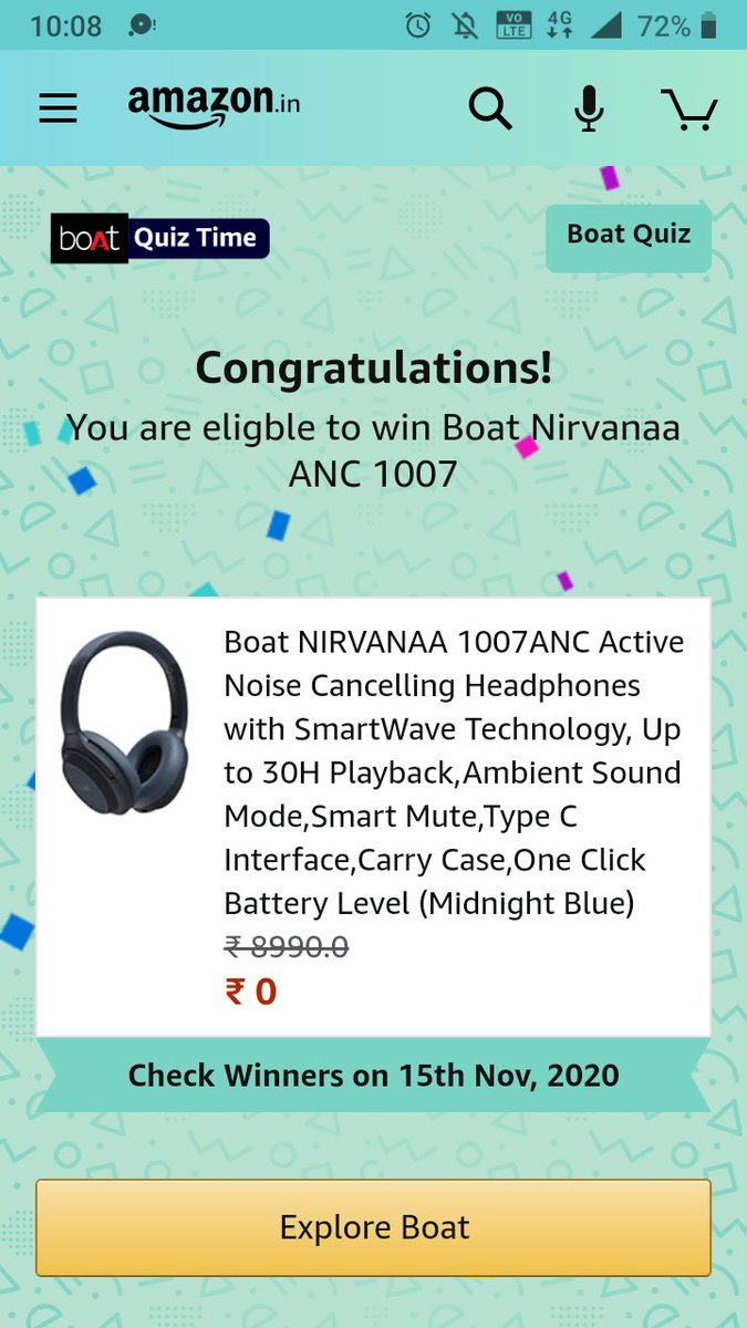 awanithakur01's tweet photo. #BoatQuiz
I played this interesting Quiz on Amazon-Play games at Amazon FunZone  https://t.co/bxqLtrrucl https://t.co/HCbLUHtzjp