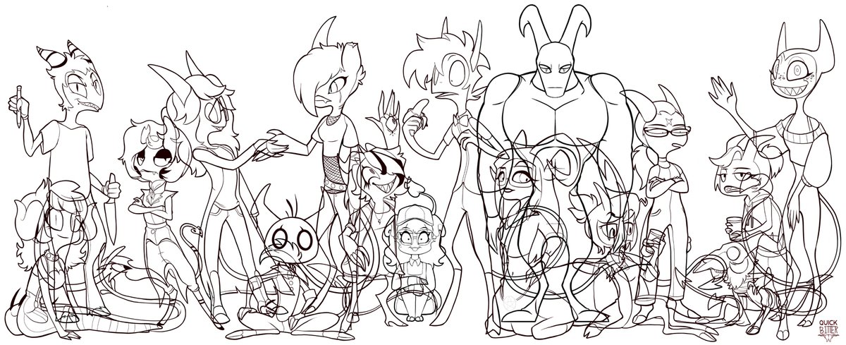 QuickBitter's tweet photo. For any interested each character was fully drawn, so if one of these was your imp and you'd like the flat feel free to let me know. Also I did have to take some artistic liberties and the reference I used for one of them was just the head lol https://t.co/aOhygY81uO