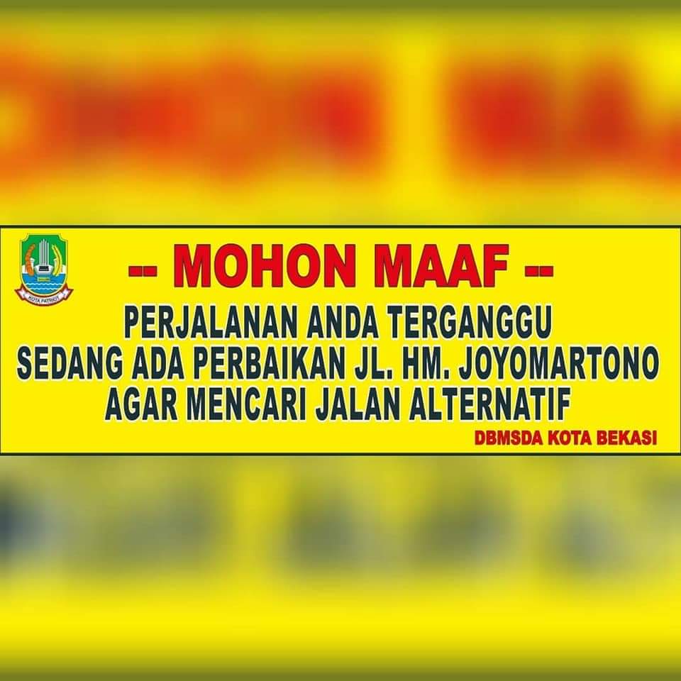 pemkotbekasi's tweet photo. Sehubungan dengan program Pemerintah Kota Bekasi tahun anggaran 2020, maka akan dilakukan pengecoran ruas  Jalan Raya HM.Joyomartono Kecamatan Bekasi Timur.

Pelaksanaan pekerjaan dengan melakukan penutupan sementara ruas jalan dimaksud dilakukan selama masa kontruksi. https://t.co/EiSygs8CAK