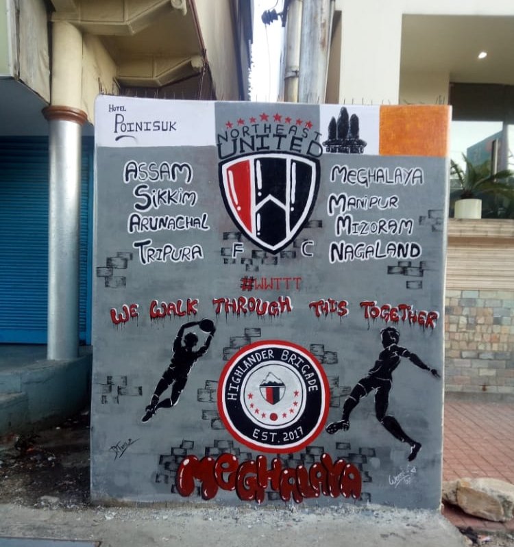 PohchenEvan's tweet photo. Beautiful Graffiti by @HighlanderB8 in Shillong to garner support for @NEUtdFC in the upcoming @IndSuperLeague 2020-21.
8 States 1 United☝
#WWTTT
#wewalkthroughthistogether
https://t.co/2tvtZNgBrx https://t.co/stTMEAOUKk
