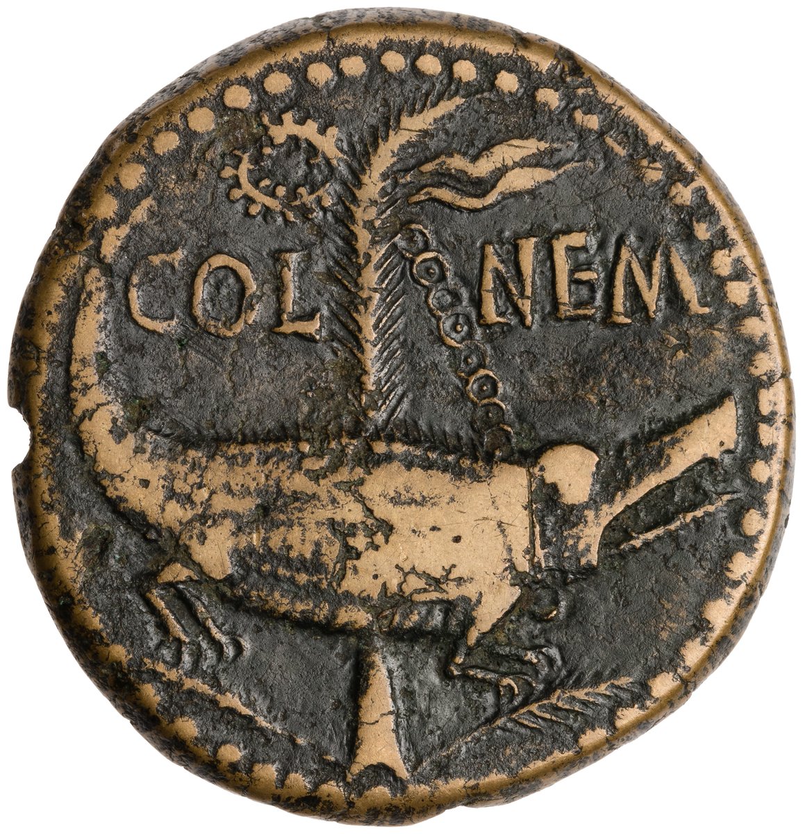  #CLST6 In this  #LookCloser8, I'm going to take a look at this coin minted under Augustus at Nemausus (modern day Nîmes) around 9-3 BCE. Especially early in the empire, provincial mints had more autonomy, and produce some interesting and unique coins like the one below.