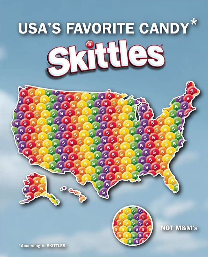 PouchSocial's tweet photo. Both Skittles &amp; M&amp;M's claim to be the USA's favourite candy. 

What do you think? 

#USAelection2020 #USElection2020 #win #socialmediamarketing #socialpouch https://t.co/ZF8ibF3k3Q