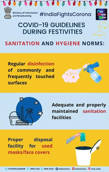 PRO_Vizag's tweet photo. #JanAndolan
#IndiaFightsCorona:
📍#COVID19 guidelines during festivities 👇
➡️Planning of Events
➡️Entry and Exit norms
➡️Sanitation and Hygiene norms
➡️SOP in case a person develops symptoms during an event
#StafeSafe #Unite2FightCorona https://t.co/XTvvRxSdo4