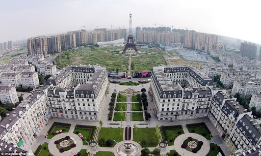 Tianducheng (杭州天都城), pictured below, is a city in China modeled after Paris. It is almost completely abandoned now. See the thread for more replicas!