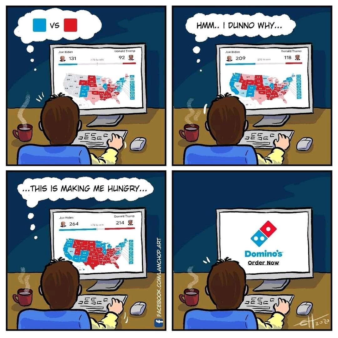 FinnsMarks's tweet photo. "When in doubt, order Pizza!"
If you are also a fan of the Holy Trinity of Crust, Cheese and condiments...
Then we're sure you'll cherish the creator's creativity too!
Creator: https://t.co/WQopKdXzyo
#finnsnmarks #fnm #dominospizza #uselections2020 #joebiden2020 #sundayvibes https://t.co/tyXOfxcEaE