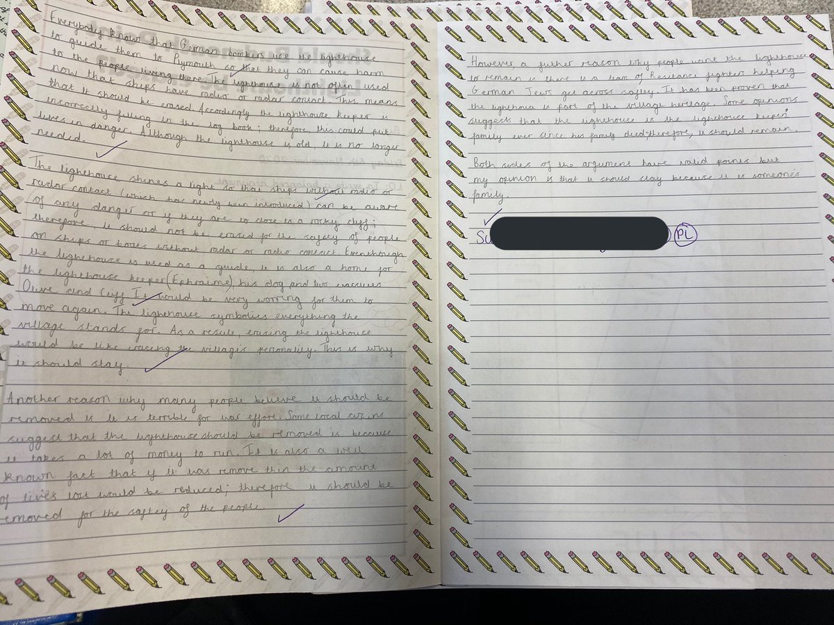 Some more super writing from Y6 <a href="/Richmond_HT/">Richmond Academy</a> This week we wrote another balanced argument based on whether the lighthouse should be removed in the book Letters from the Lighthouse by @emmac2603 #reading #writing