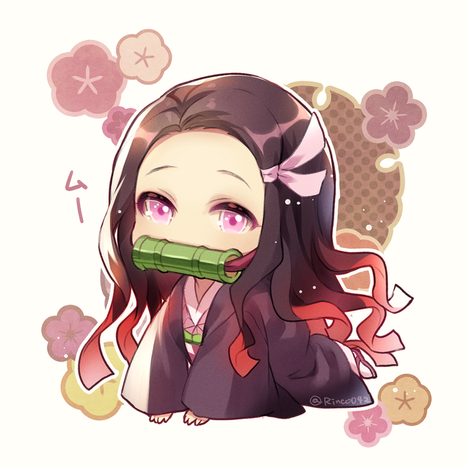 りんこ。さんがTwitterに投稿した竈門禰豆子(鬼滅の刃)のイラスト。