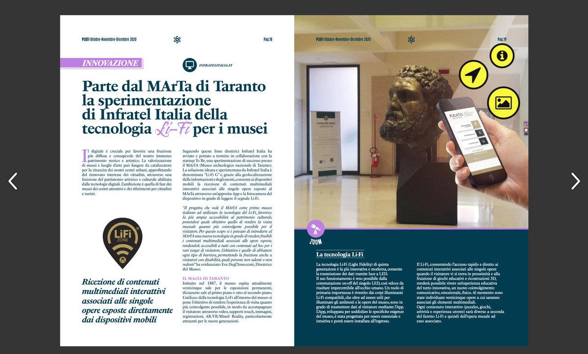 Fra7russo's tweet photo. @lucarallo @MakerFaireRome Si sono dimenticati di noi @lucarallo, stiamo lavorando su alcuni dei più importanti musei italiani con #LiFiZone @ToBe_srl
qualche giorno fa eravamo sul #MagPlus @MISE_GOV x quanto fatto al @museo_marta con @Infratel_Italia
#LiFi speriamo di raccontarlo anche a @MakerFaireRome https://t.co/yFSnhgKxkZ