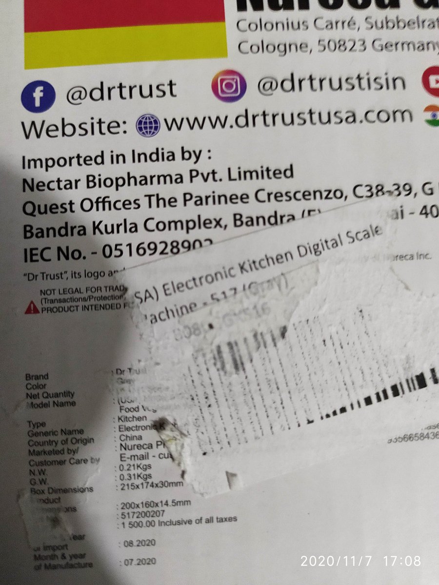 Bafna_Gautam's tweet photo. @amazonIN is fraudulently selling Chinese products as Indian. I purchased a kitchen scale where country of origin was mentioned as 'India' on Amazon. However, on product box, China was written and they tried to hide it by a sticker. @PMOIndia @CimGOI @narendramodi @PiyushGoyal https://t.co/sGKtm2W36p