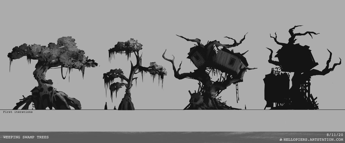 Hello_Piers's tweet photo. Hey Twitter - I’m back from the dead 👻 These trees aren’t however. WIP for a new personal project ✨

#conceptart #gameart #gamedev #under1kgang https://t.co/IVaiUFvFVa