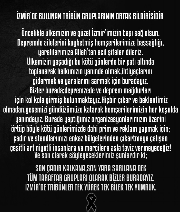 #İzmirdeTribünlerTekYürek