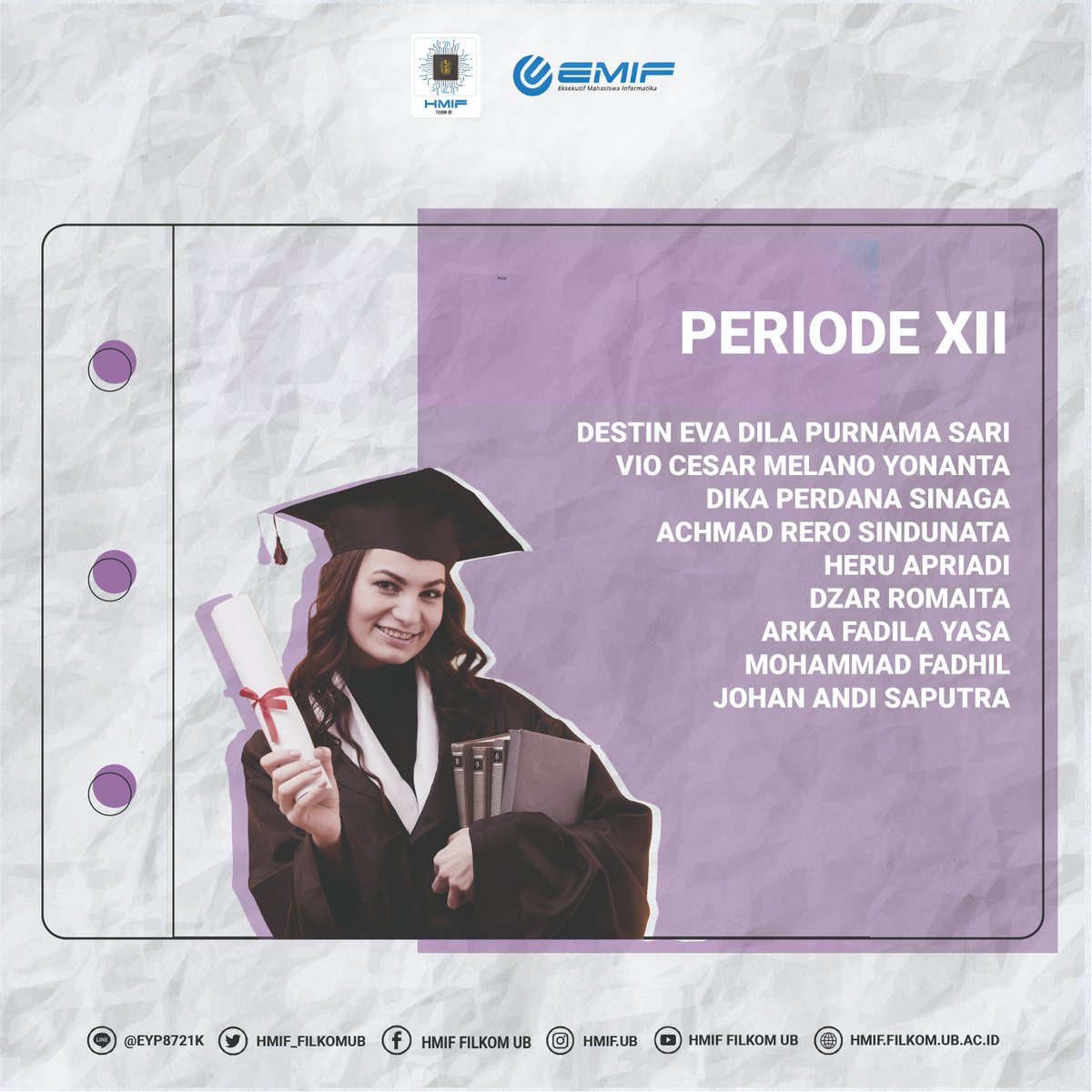 HMIF_FilkomUB's tweet photo. [CONGRATULATION GRADUATES!]

Hai Informatika!

Kami ucapkan selamat untuk kelulusan kakak - kakak Informatika! Sukses selalu untuk kedepannya😉

Biro Komunikasi dan Informasi
Eksekutif Mahasiswa Informatika UB 2020
Kabinet Rumah
#RumahBersama
#SatuPaduInformatika https://t.co/5607a2O5qX
