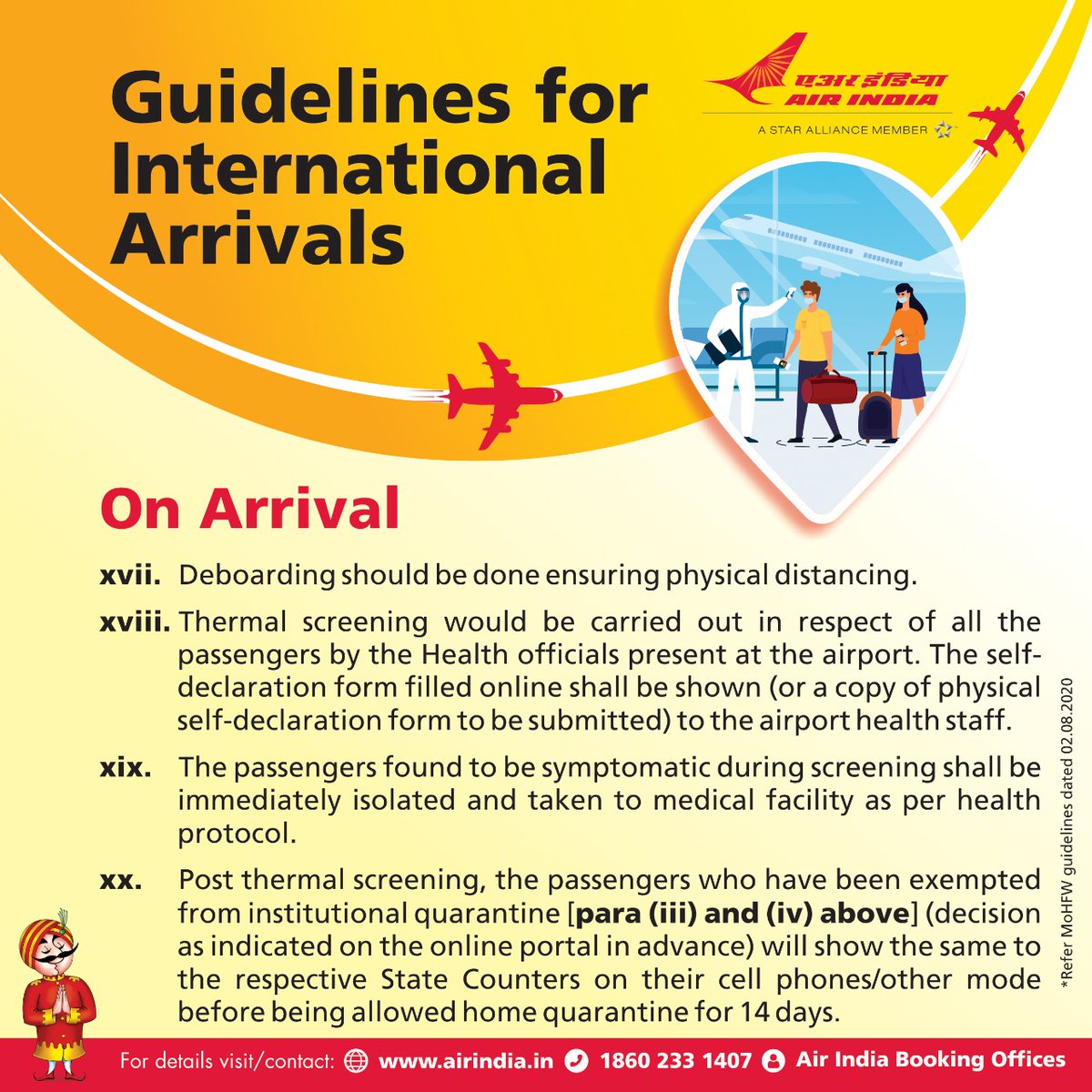 airindia's tweet image. #FlyAI: Please keep yourself updated before you plan your travel to India. For more information, kindly click on the link mohfw.gov.in