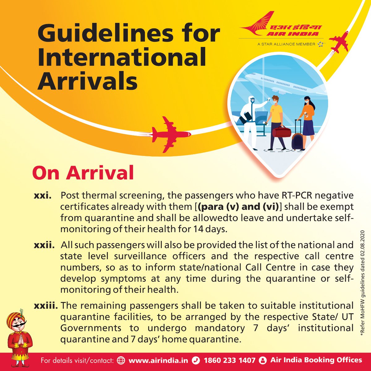 airindia's tweet image. #FlyAI: Please keep yourself updated before you plan your travel to India. For more information, kindly click on the link mohfw.gov.in