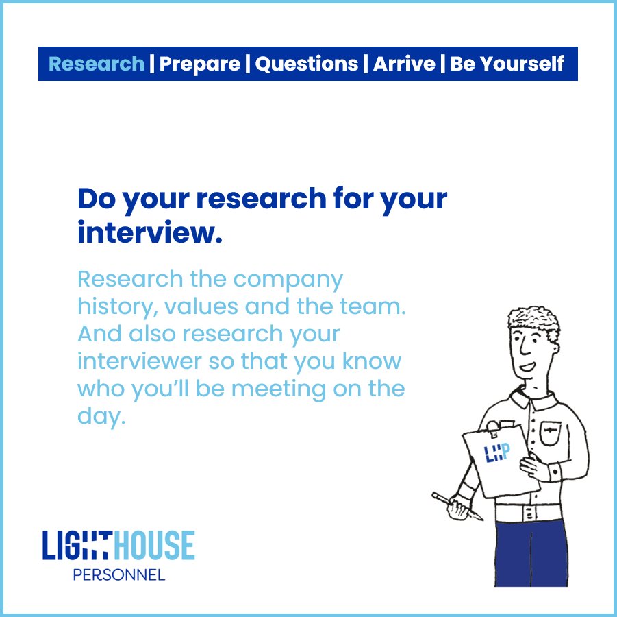 LHPersonnel's tweet image. LinkedIn is a good place to research your interviewer, as well as the company's website. 

#followthelight #interviewtips #interviewresearch