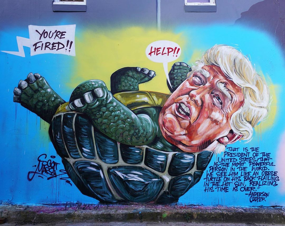 GraffitiRadical's tweet photo. #Trump turtle mural in #Sysney https://t.co/5N3H8Jz1Fl