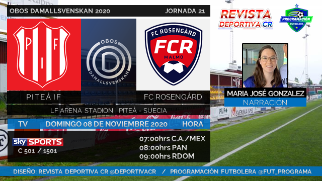 DeportivaCR's tweet image. 🏆 @_OBOSDamallsv 2020 | Fecha 21
📺 @SKYSportsMX C 501/1501
🇸🇪 #Pitea vs @FCRosengard 
🎙️ @MajolaB 
⏰ 07:00hrs C.A./MEX 08:00hrs PAN
📱🇨🇷 #FutbolPorSKY #obosdamallsv #DeportivaCR 

Suscribirte a youtube.com/revistadeporti…