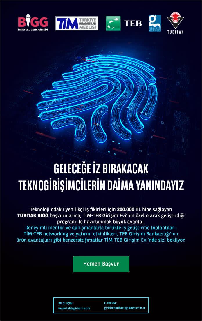 TÜBİTAK BİGG sürecinde destek almaya hak kazandığımız TİM TEB Girişim Evi, yeni dönem için başvuruları almaya başladı.  Başvuru için son tarih: 30 KASIM 2020!  Başvuru linki: teblegirisim.com/basvuru-formu