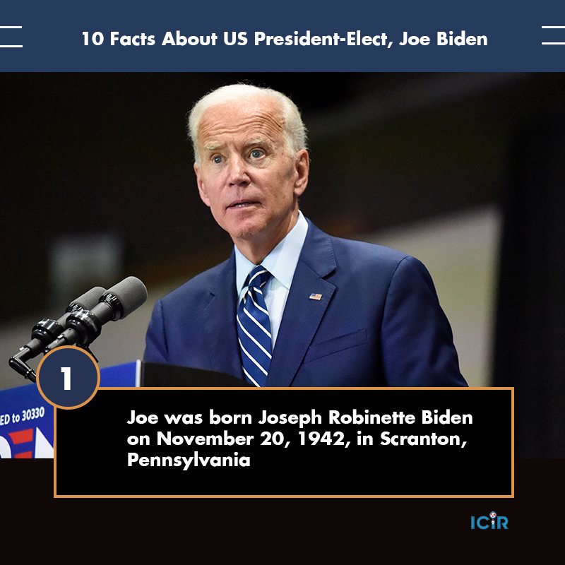 TheICIR's tweet image. THREAD 👇🏿

#USAelection2020: 10 facts about Joe Biden

#Election2020 #USElectionResults2020 #bidenharis2020 #JoeBiden