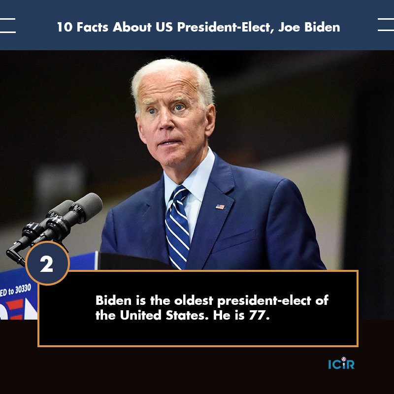 TheICIR's tweet image. THREAD 👇🏿

#USAelection2020: 10 facts about Joe Biden

#Election2020 #USElectionResults2020 #bidenharis2020 #JoeBiden