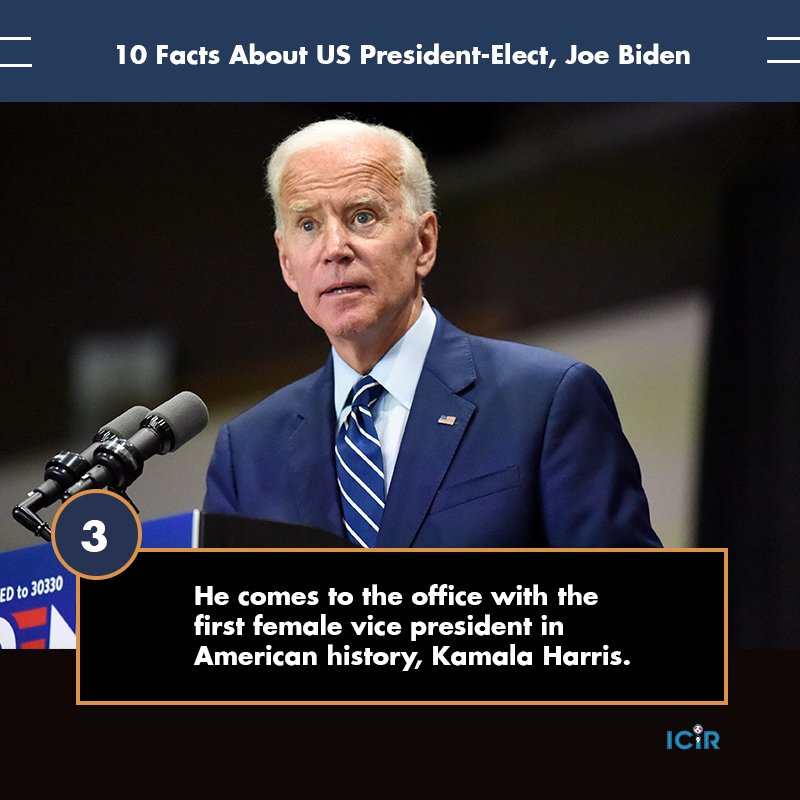 TheICIR's tweet image. THREAD 👇🏿

#USAelection2020: 10 facts about Joe Biden

#Election2020 #USElectionResults2020 #bidenharis2020 #JoeBiden
