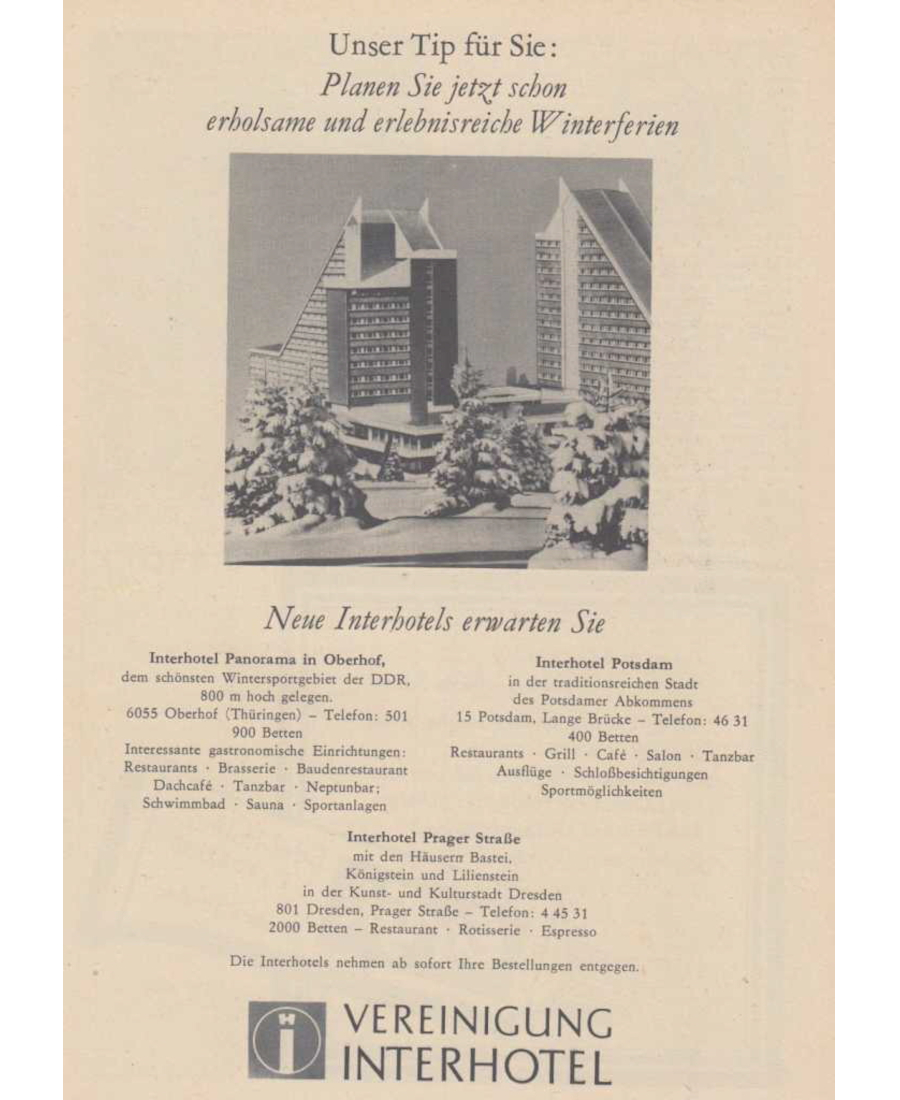 DDR_Reklame's tweet photo. Interhotel war eine am 1. Januar 1965 gegründete Hotelkette in der DDR. Interhotels waren Hotels der gehobenen Klasse, in denen bevorzugt Gäste aus dem Ausland beherbergt wurden.
.
#Interhotel #Hotel #Reise #Urlaub #Luxus #DDR #GDR #Ostalgie #EastGermany https://t.co/w9IIAwZVPD