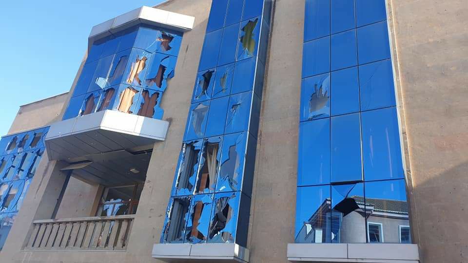 Abrahamyan__'s tweet photo. Turkey-backed Azerbaijan continues commiting #WarCrimes by firing the  capital #Stepanakert all night long.

8 long-range missiles fired, targeting residential buildings, public infrastructures. #StopAliyev #StopErdogan https://t.co/KX8n3QVWhZ