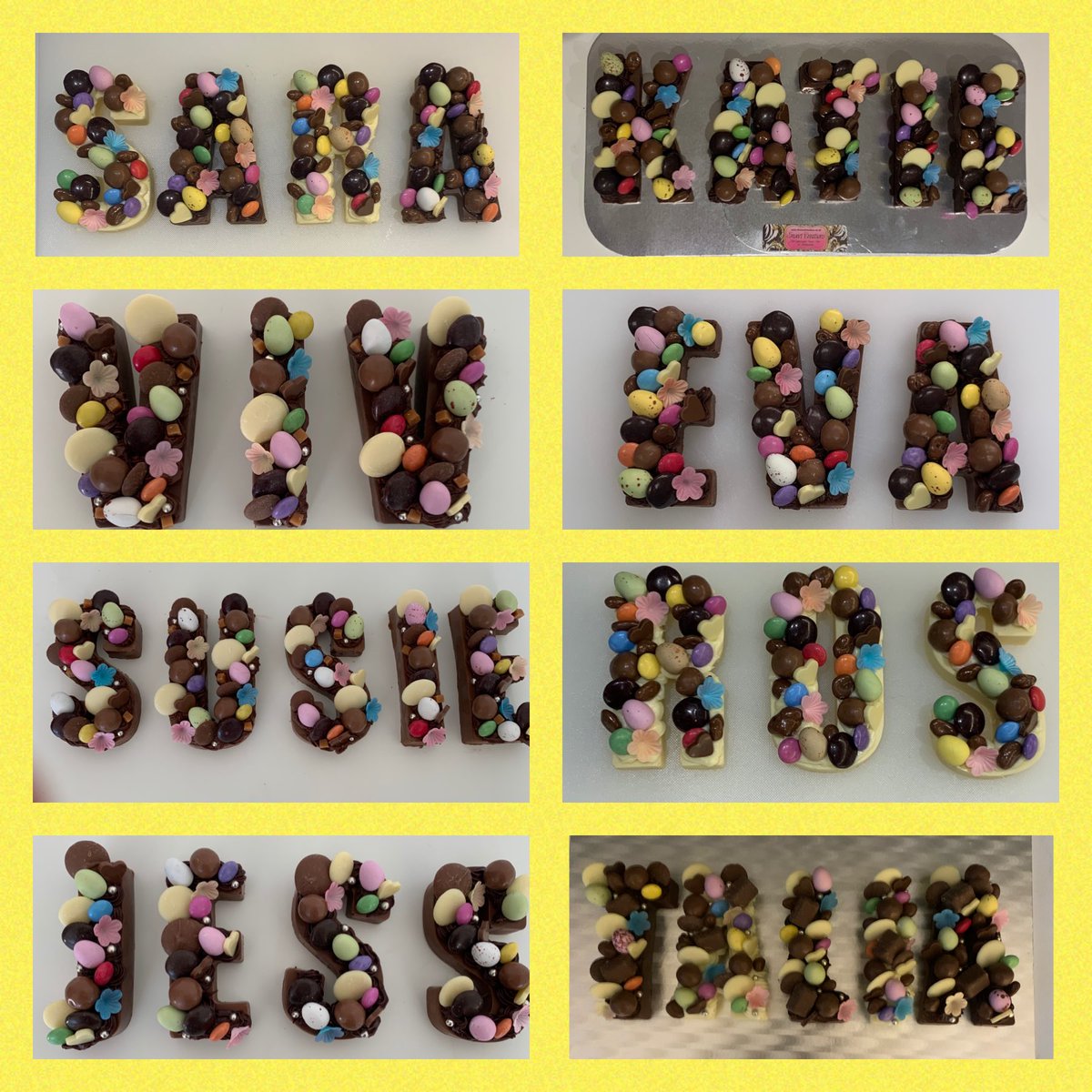 SweetsTrees's tweet image. Chocolate names fully edible gifts. #chocolate #chocolategift www.the sweet creations.co.uk