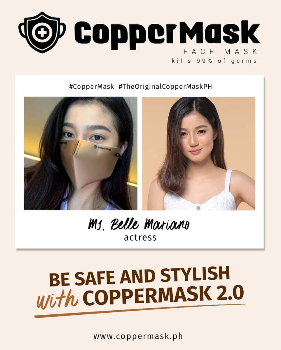 DonBelleWWOFC's tweet photo. ***Thicker, softer, shinier. You can never go wrong with the style and protection of CopperMask 2.0. Just like Belle Mariano you can now safely go outside and run you errands!
#TheOriginalCopperMaskPH
#CopperMask2.0

+ + +
Keep Safe @bellemariano02 and DonBelle Fam.. 🖤❤️ https://t.co/GDjyOgTqM6