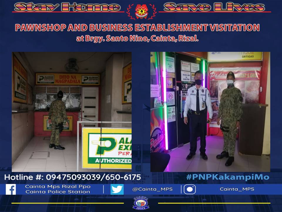 Cainta_MPS's tweet photo. At about 12:45 PM  of Nov 8, 2020 PSSg Arnel M Comendador, PSB     conducted police visibility and monitoring of business and financial establishments .
#PNPPATROLPIan2030
#INSTITUTIONALIZED
#TeamPNP
#WeServeAndProtect
#PNPKakampiMo
#TeamCALABARZON
#PNP4A
#TatakManongEnteng https://t.co/RclaXopBIT