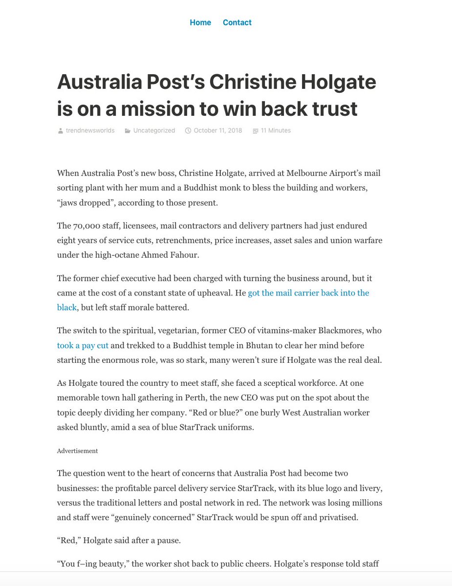 And she listened. A highly respected corporate operator, Ms Holgate also listened to the local post office operators & the postal workers. But the federal govt has costly Community Service Obligations to their 2850 Postal Franchisees.They didn't want listening.At all.