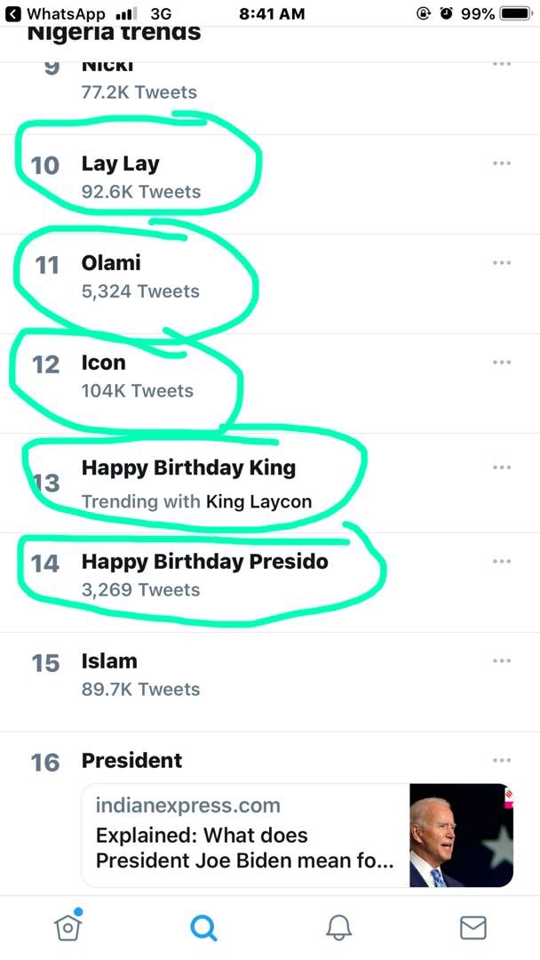 SweetsoulGee's tweet photo. Icons mapami na 😂🤣
Una don break the Internet oooo
#HappyBirthdayLaycon 
Go conny, Lay lay, olami, happy birthday king, happy birthday presido, 

All trending at the same time ✔✔✔
Wahala for who no like laycon 
RT aggressively let the world hear https://t.co/eKVxcEkOK5