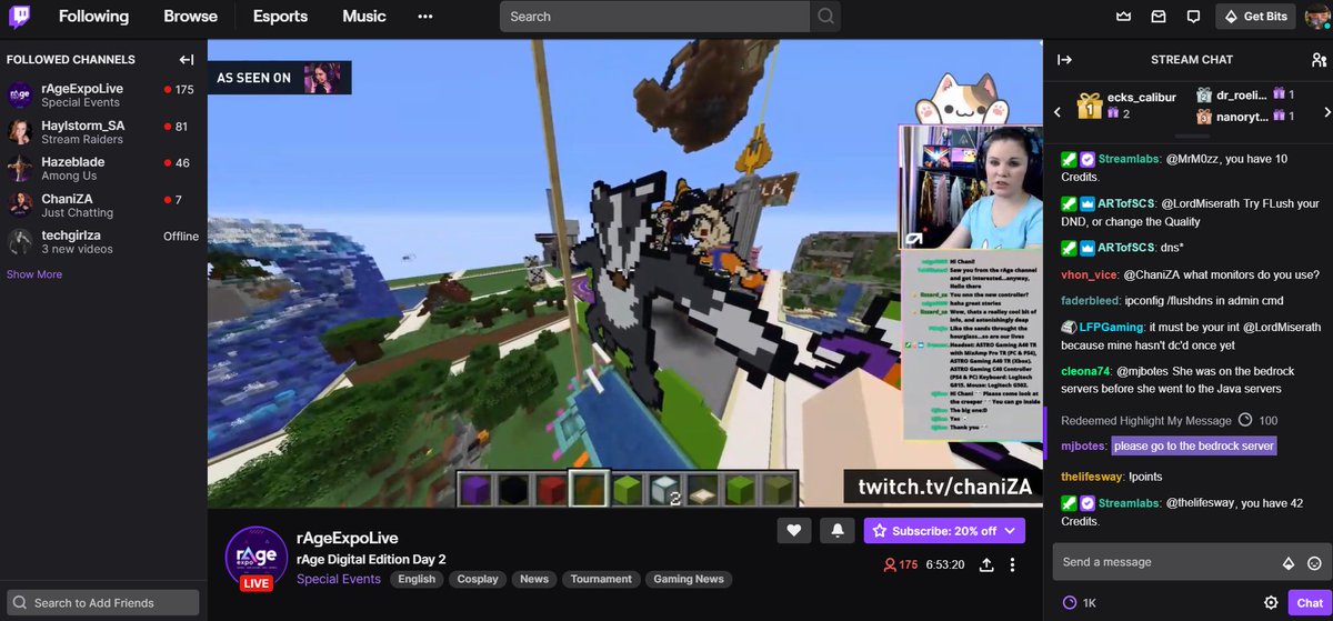 AntonetteRutter's tweet photo. @rAgeExpo #rAgeMissionCard #rAgeExpo2020 #18yearsofawesome It's me, BosKind, streaming @Hay_Haylstorm from my couch with coffee and found the badger on #rAgeMinecraft , won cool stuff with the wheel of fortune, greeted @GrantHinds and won cool games! What an awesome weekend!! https://t.co/vsoLNxKyzL