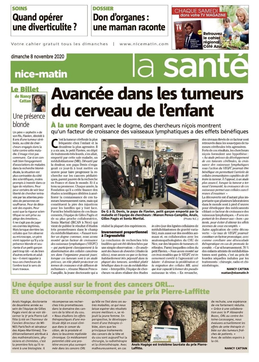 tsunamiflavien's tweet photo. #VEGFC non ce n’est pas un club de foot. Mais la base de l’étude d’une jeune chercheuse qui travaille au sein de l’équipe de l’Inserm Nice dirigée par @pages_gilles 
Elle s’appelle #manoncampillo
La directrice de recherche s’appelle @MartialSonia @Insermpacacorse @uca_research https://t.co/RxPEGxrxyG