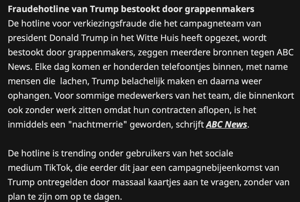 Niets blijft Trump bespaard ...