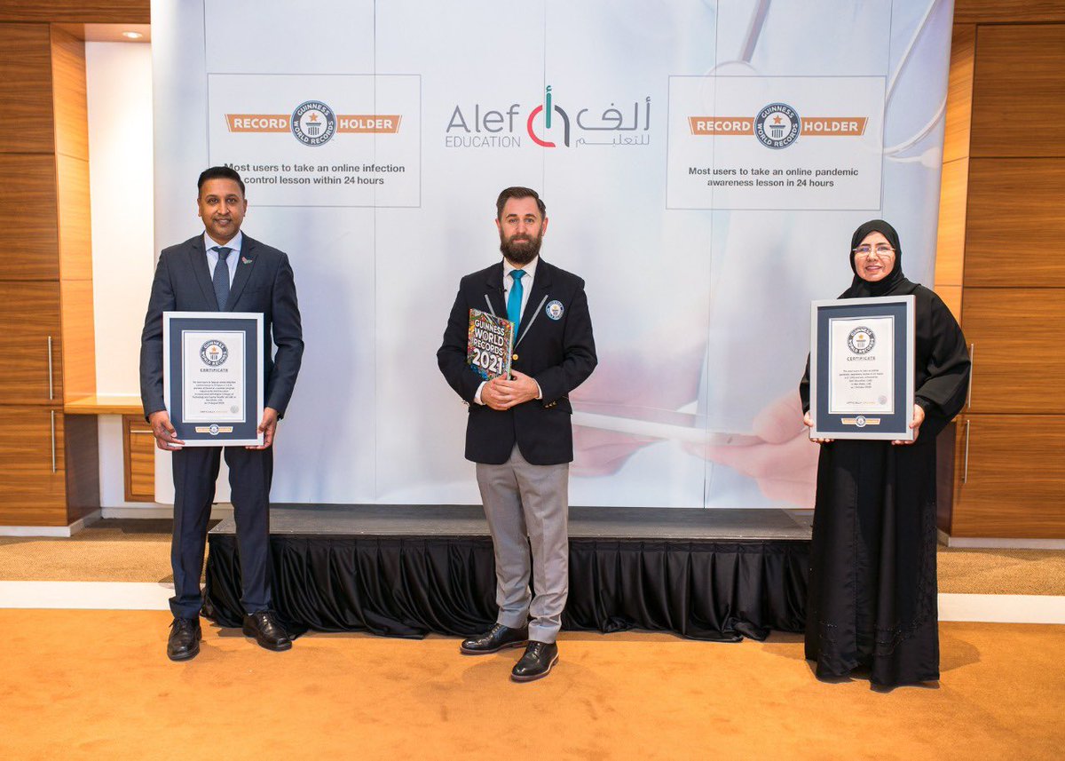AlefEducation's tweet photo. شركة ألف للتعليم تحقق لقبين عالميين في غينيس للأرقام القياسية

أكبر عدد من المستفيدين من درس حول السيطرة على الأوبئة عبر الإنترنت خلال 24 ساعة

وأكبر عدد من المستفيدين من درس توعوي حول الجائحة عبر الإنترنت خلال 24 ساعة

بمشاركة أكثر من 40,000 طالب وطالبة

https://t.co/upsVOvh3hy https://t.co/ubQojXpB1K