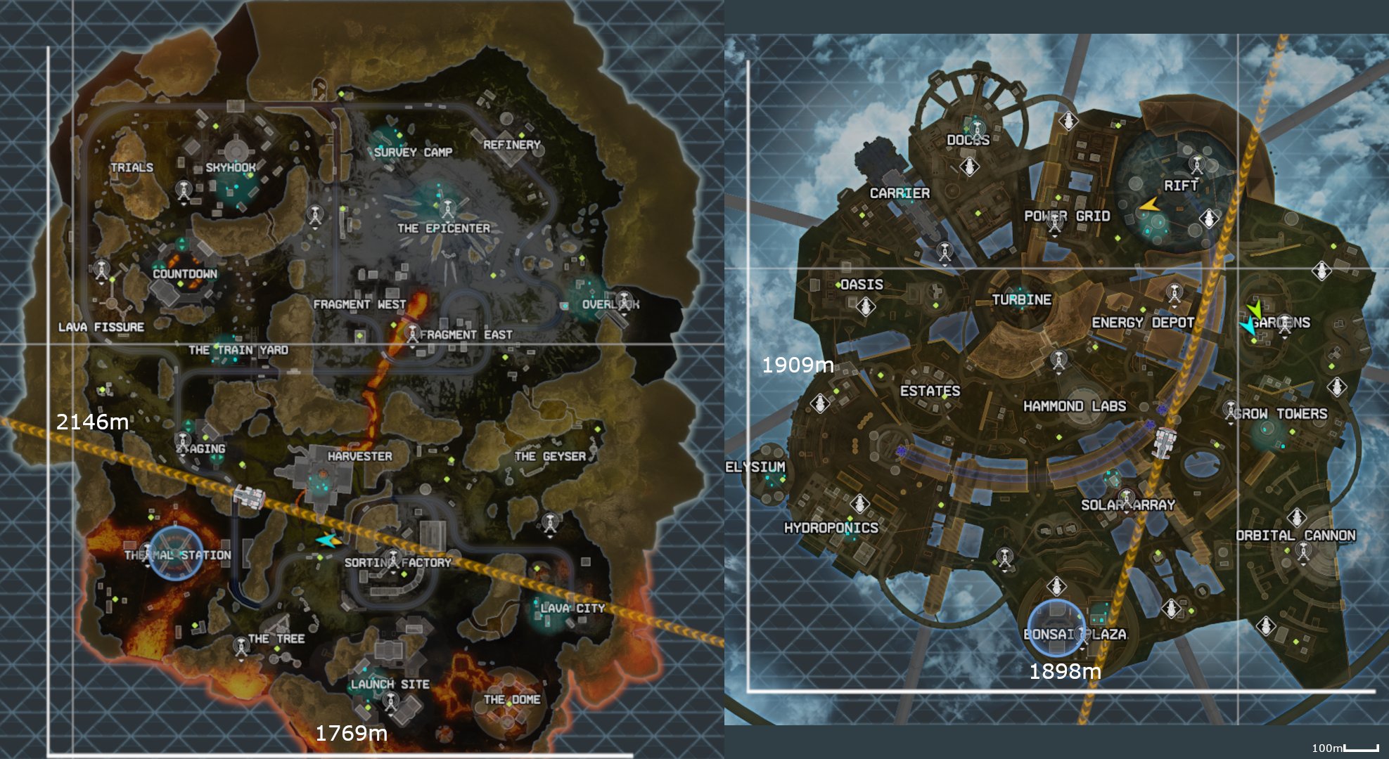 Kuo Apexマップサイズ比較 キングスキャニオン 1706m 1879m ワールズエッジ 80m 1769m オリンパス 1909m 18ｍ Apexlegends シーズン7 T Co J6zyshbnvl Twitter