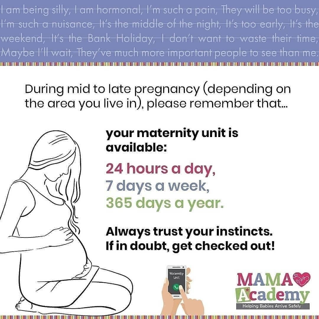 MAMAAcademy's tweet image. Well, it's just not the weekend without our weekly reminder. You do not have to wait until Monday if you are worried. Your maternity unit is open 24 hours a day, 7 days a week, 365 days a year. If in doubt, always get checked out! #HelpingBabiesArriveSafely #EmpoweredPregnancy