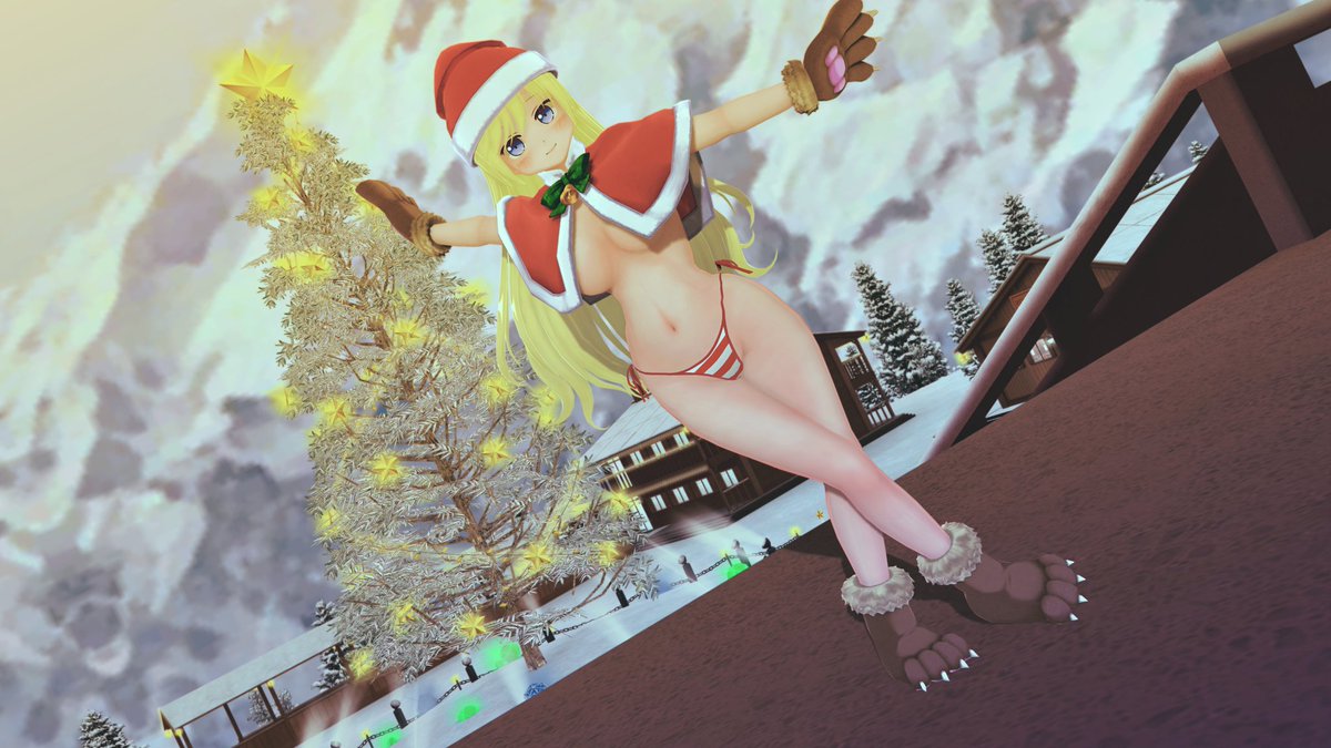 わかるマン ツリーにもたれる感じのポーズでノリノリのウチのサンタクロースさん Com3d2 カスタムオーダーメイド3d2