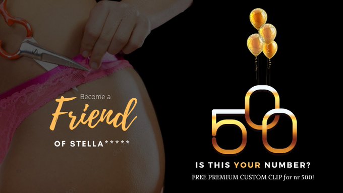FRIEND of STELLA***** Who will be follower nr 500? FREE CUSTOM CLIP for the lucky one! Retweet this and<a href="/tag/fancentro"class="tags"><span>#fancentro</span></a>