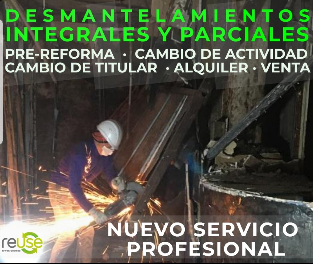 Os presentamos un nuevo servicio profesional⛏️
DESMANTELAMIENTOS PROFESIONALES💯%
✅Pre-reforma
✅Cambio de actividad
✅Cambio de propietario
✅Alquiler
✅Venta
🔴INFÓRMATE🔴
☎️ 661 513 833. 677 822 348
🌐 reuse.es
💻 info@reuse.es