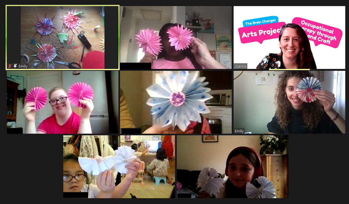 TheBrainCharity's tweet photo. During half term, the #BrainChangerArtsProject participants made flowers, masks, cards and handprint art. Now, every Thurs from 5pm to 6pm for the next five weeks, we will explore the work of different artists. 🎨‍🖍️✂️ Sign up your little one here: https://t.co/29tUPl86vV https://t.co/Uuhu9YPrfH