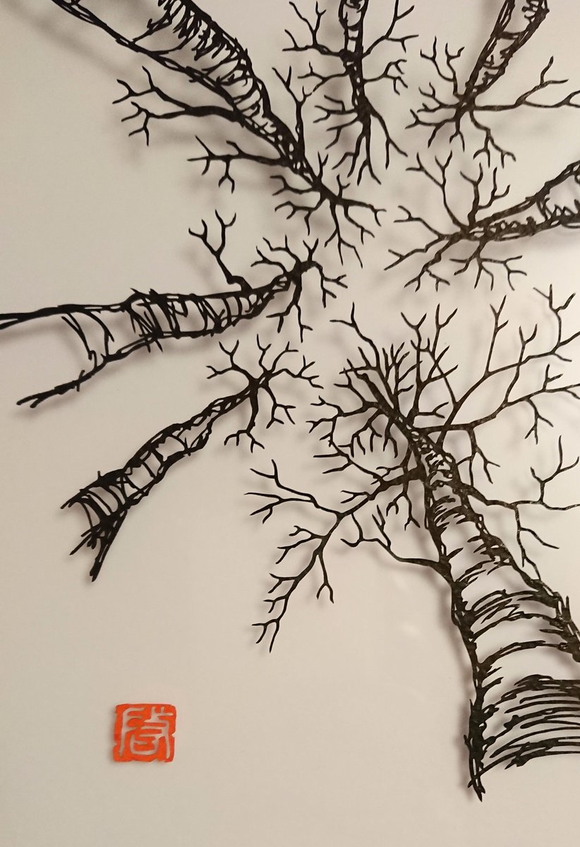 kei7820h's tweet photo. 切り絵「樹冠」二種
森の木々はお互いの枝が触れあうとそれ以上枝を伸ばさない。
し烈な生存競争と他者との共存、一見相反するものがそこにはある。
1/7-1/17 ギャラリースペースプリズムさんにて個展開催予定です
#切り絵
#ペーパーアート
#樹冠
#スペースプリズム
#papercut
#paperart
#treecrown https://t.co/gLCEqEZskk