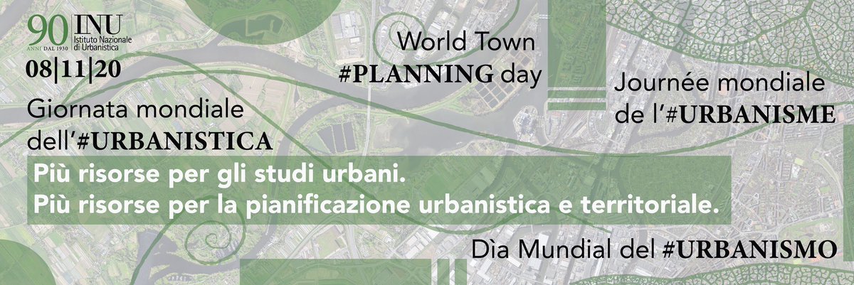 Dal 1949 la giornata di oggi, l’8 novembre, è dichiarata Giornata mondiale dell’Urbanistica. L'INU vi partecipa esprimendo con forza la richiesta che gli studi urbani e la pianificazione siano dotati di maggiori risorse