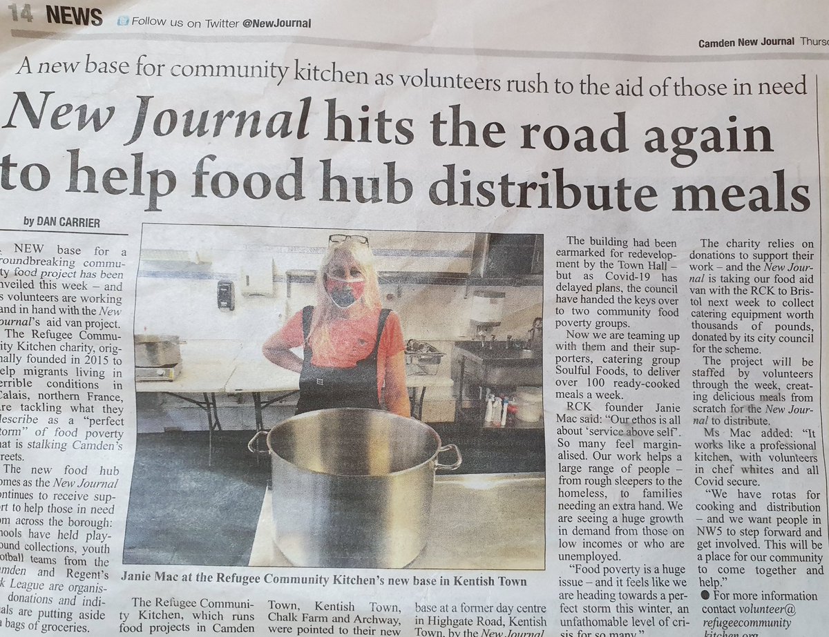 Inspiring story from @NewJournal about the excellent work of @RefugeeCKitchen, now cooking nearby. #feedinglondon #communitykitchen