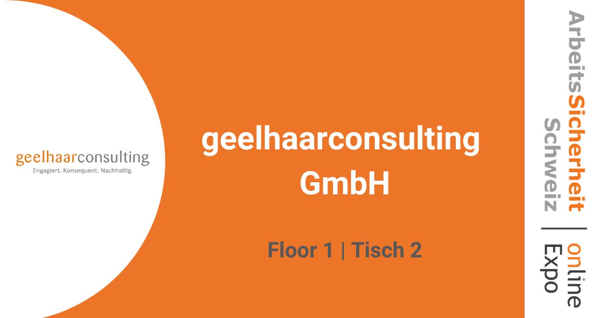 +++ Aussteller: geelhaarconsulting +++

Auf der Online Expo finden Sie den Aussteller: Floor 1 I Tisch 2

Sichern Sich sich jetzt Ihr Ticket: ow.ly/jFBU50Ceffi

Die Teilnahme ist kostenlos!

#ArbeitsSicherheitSchweiz #Arbeitsschutz #BGM #PSA #CorporateHealth #HSE