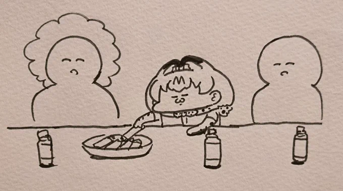 お菓子(ルマンド・ホワイトロリータ・ルーベラ)が目当てでPTA会議に潜入しているちーばるちゃん 