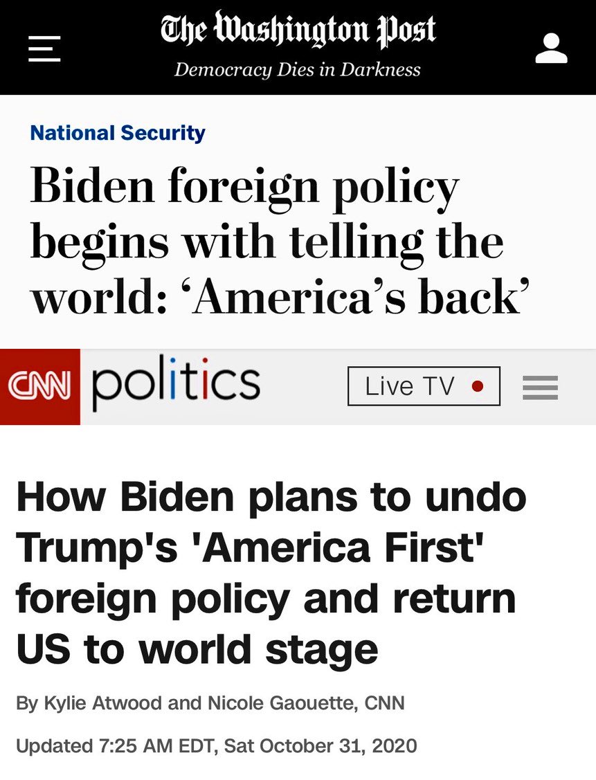 SameeraKhan's tweet photo. Joe Biden &amp; Kamala Harris foreign policy #Thread

✅ Worse than Trump/closer to traditional Republican than Trump
✅ More militaristic “liberal interventionism”
✅ Re-establishment of US hegemony
❌ Open to left pressure https://t.co/EOuBZIhkfQ