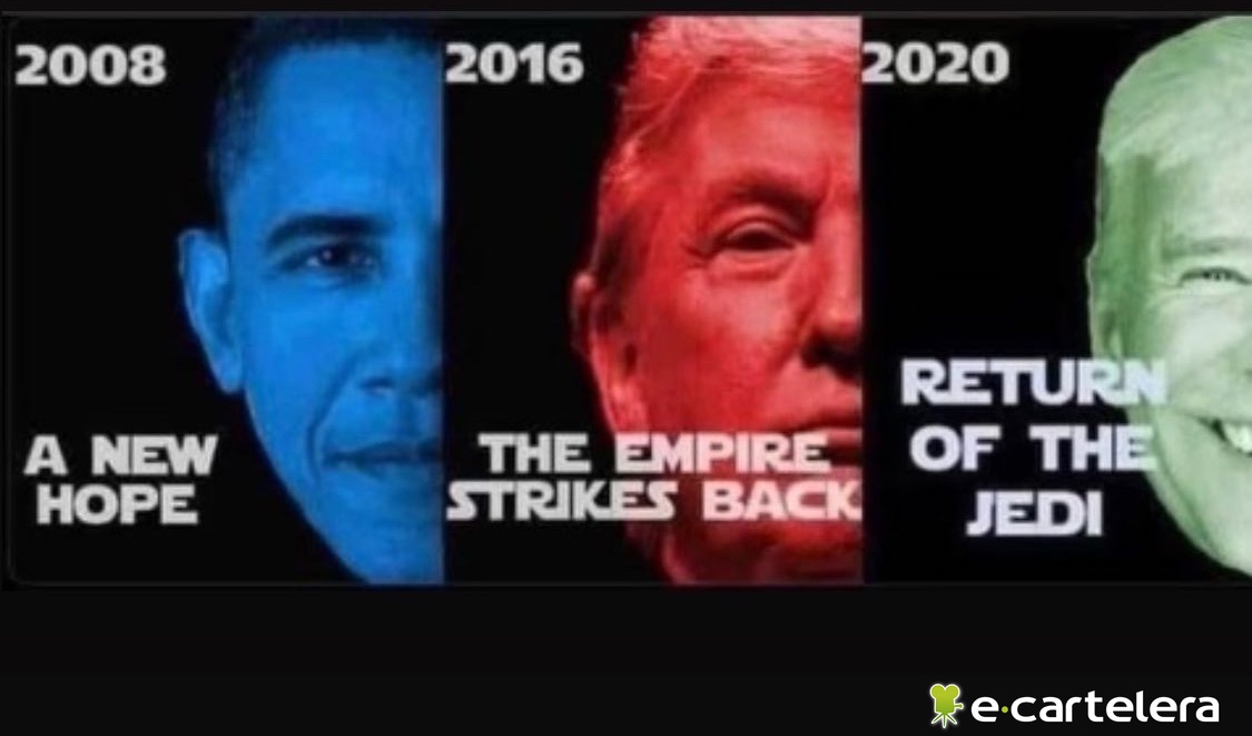 ecartelera's tweet image. Aplaudiendo la derrota de Trump como si fuese el final de #ElRetornoDelJedi: Hollywood celebra el triunfo de Biden ver.ec/n62891